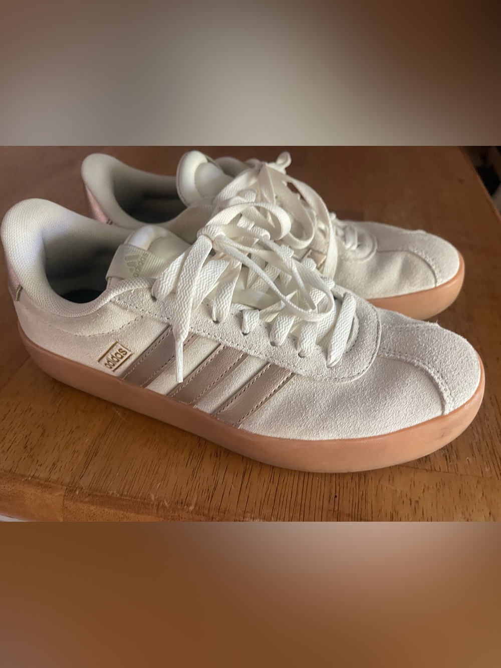 adidas Women's Casual Sneakers in Off-White with Gum Sole - Picture 2 of 13